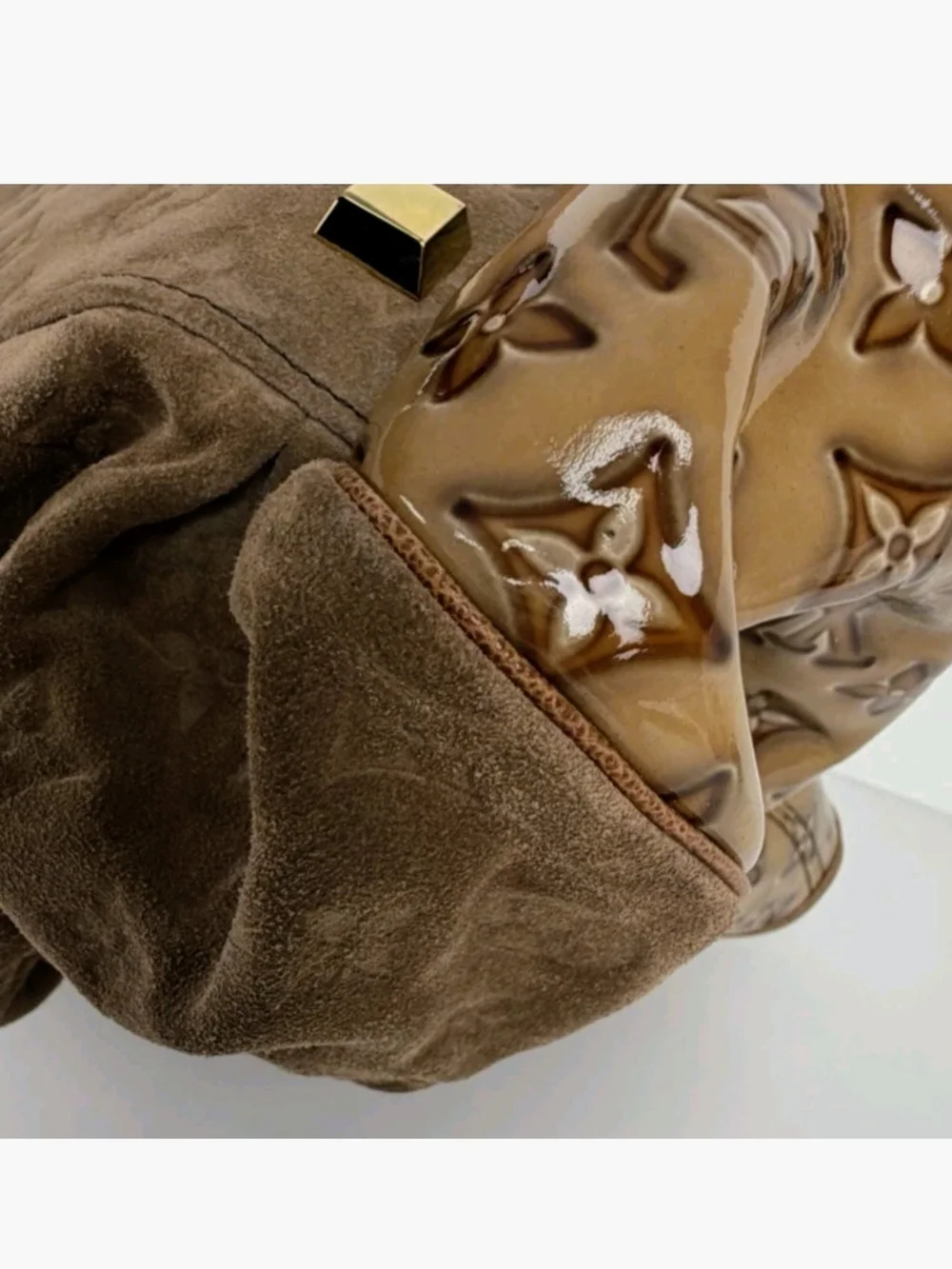 Louis Vuitton Irene Coco Hobo Monogram Suede & Patent Leather